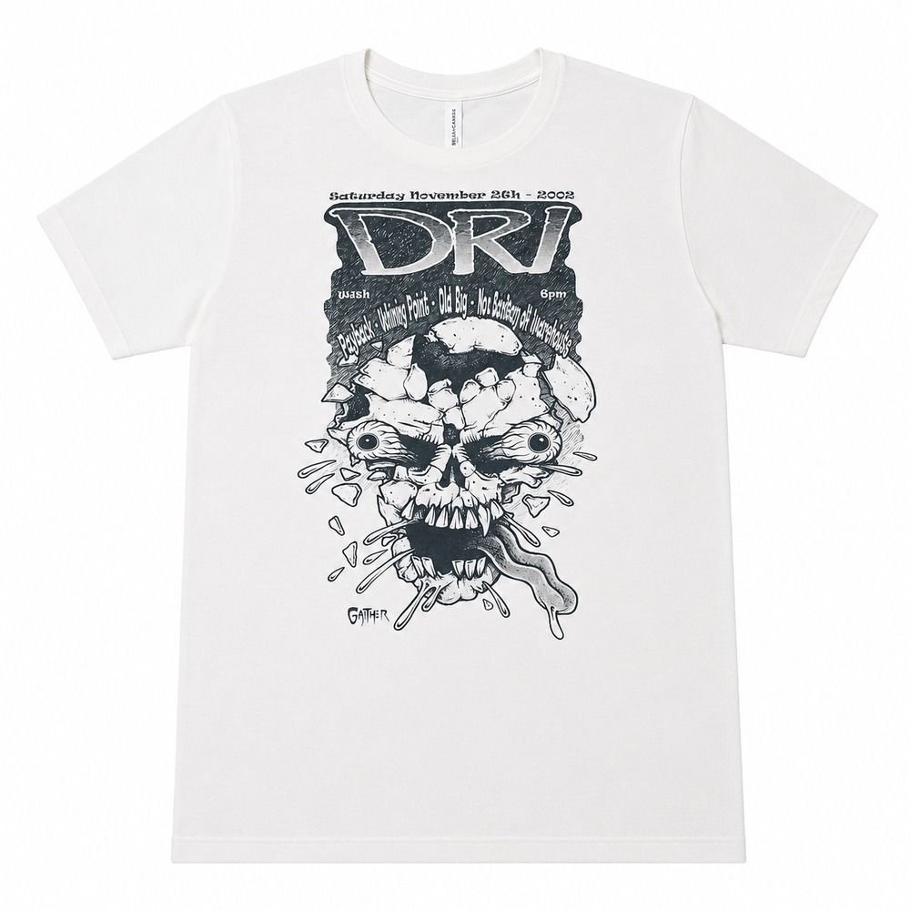 DRI Dirty Rotten Imbeciles Band T-Shirt White Bella Canvas Skull Graphic Punk M